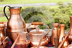 Traditional copper pots from Romania