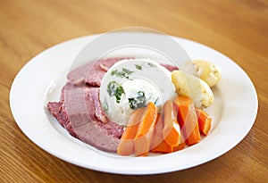 Traditional corned beef dinner