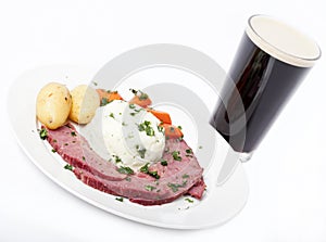 Traditional Corned Beef Dinner with Beer