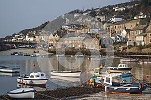 A traditional Cornish fishing village and harbor