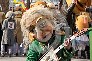 Traditional costume from annual Cerknica carnival in Slovenia