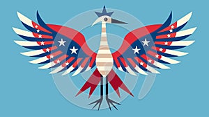 A traditional crane adorned with stars and stripes symbolizing strength and resilience in the face of adversity.. Vector