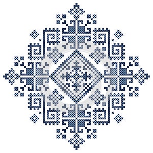 Traditional cross-stitch vector pattern - styled as the folk art Zmijanje embroidery designs from Bosnia and Herzegovina