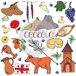 Traditional cultural symbols travel of the country of Georgia.