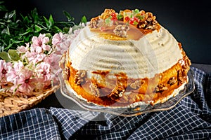 Traditional curd cake dessert pascha