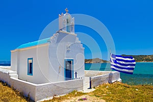 Traditional cycladic church near the beach, Paros Island, Cyclades, Aegean, Greece