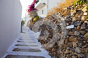 Traditional Cycladic steps that lead to a house