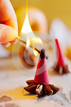 Traditional Czech christmas and advent time - smoking incense