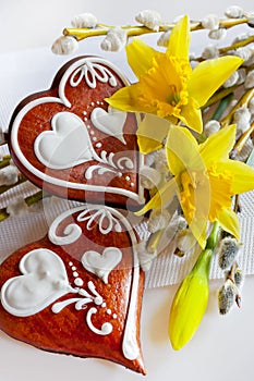 Traditional Czech easter decoration - homemade gingerbread heart