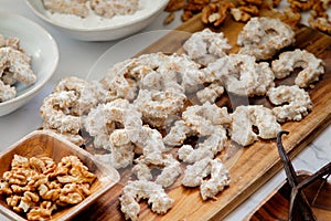 Traditional czech festive christmas cookies with vanilla and walnuts