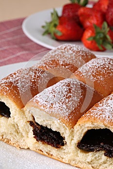 Traditional Czech yeast buns stuffed with jam