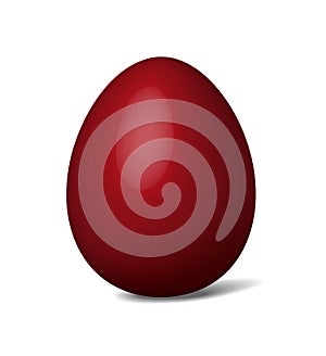 Traditional dark red Easter egg with shadow. Vector illustration for your design