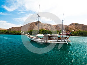 Traditional day boat moored in Komodo National Park