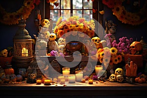 Traditional Day of the Dead Ofrenda Display photo