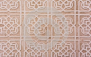 Traditional decorative pattern of the facades of the houses in the historic Jewish quarter of Segovia. Also called sgraffito
