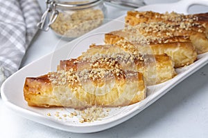 Traditional, delicious Cretan Pastry Dessert Turkish name; Girit Boregi Tatlisi