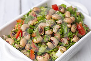 Traditional delicious Turkish food dried black eyed peas salad (Turkish name kuru borulce salatasi