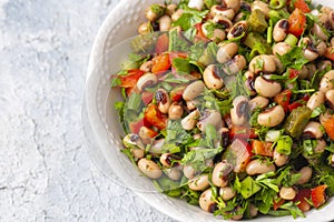 Traditional delicious Turkish food dried black eyed peas salad (Turkish name kuru borulce salatasi