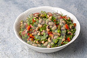 Traditional delicious Turkish food; dried black eyed peas salad Turkish name; kuru borulce salatasi