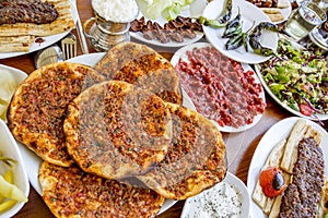 Traditional Delicious Turkish foods; Adana Kebab, Grilled meat