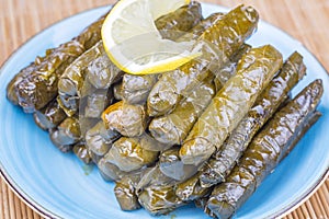 Traditional delicious Turkish foods; stuffed leaves yaprak sarmasi