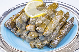 Traditional delicious Turkish foods; stuffed leaves yaprak sarmasi