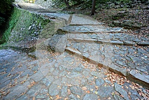 Traditional Design of Long Stone Steps and Stone Wall with Wakayama Castle