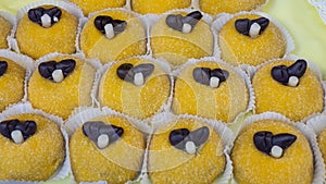 Traditional dessert of Bergamo: sweetened polenta and chocolate birds