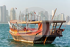 Traditional dhow boat in Qatar photo