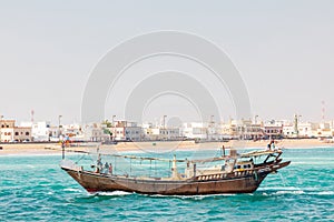 Traditional dhow in the harbor at Sur, Oman