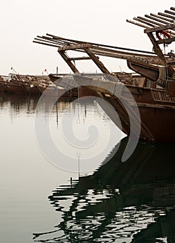 Traditional dhows harbored at Manama, Bahrain