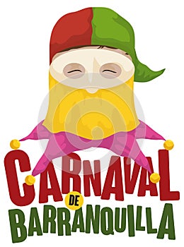 Traditional Disguise of Monocuco in Barranquilla`s Carnival Event, Vector Illustration