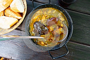 Pote asturiano. blood sausage and bacon. photo