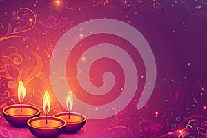 Traditional Diya Lit Lamp Festival, Happy Diwali Candle Lantern Lamp Background
