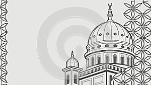 Traditional Dome Architecture with Pattern Border, vector design Generative AI