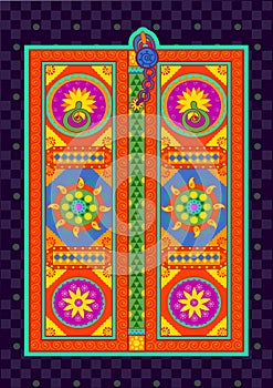 Traditional door in Indian art style