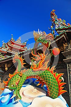 Traditional Dragon Decoration in Temple