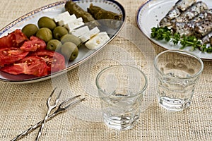 Traditional drink Ouzo or Raki