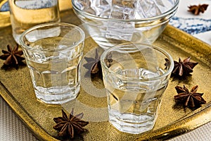 Traditional drink Ouzo or Raki