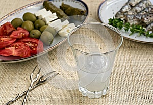 Traditional drink Ouzo or Raki