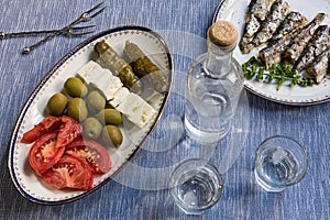 Traditional drink Ouzo or Raki