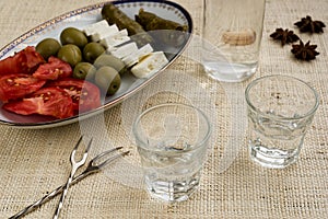 Traditional drink Ouzo or Raki