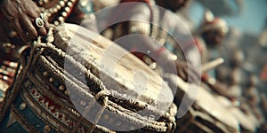 Traditional drummers (Chenda Melam) playing in sync during Onam parade