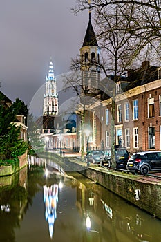 Traditional Dutch buildings along a canal in Amersfoort, Netherlands