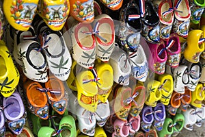 Traditional Dutch clogs on sale in a shop in Amsterdam