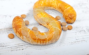 Traditional Dutch cookie Banketletter at Sinterklaas celebration