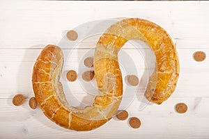 Traditional Dutch cookie Banketletter at Sinterklaas celebration