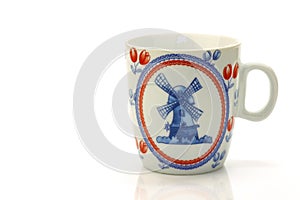 Traditional Dutch Delft blue ceramic coffee mug
