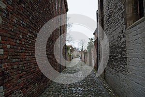 Traditional Dutch Houses in an Alley in Veere, Zeeland, Netherlands