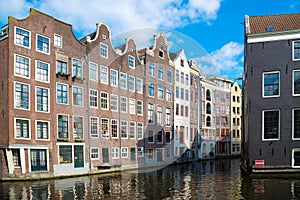 Traditional dutch medieval buildings in Amsterdam